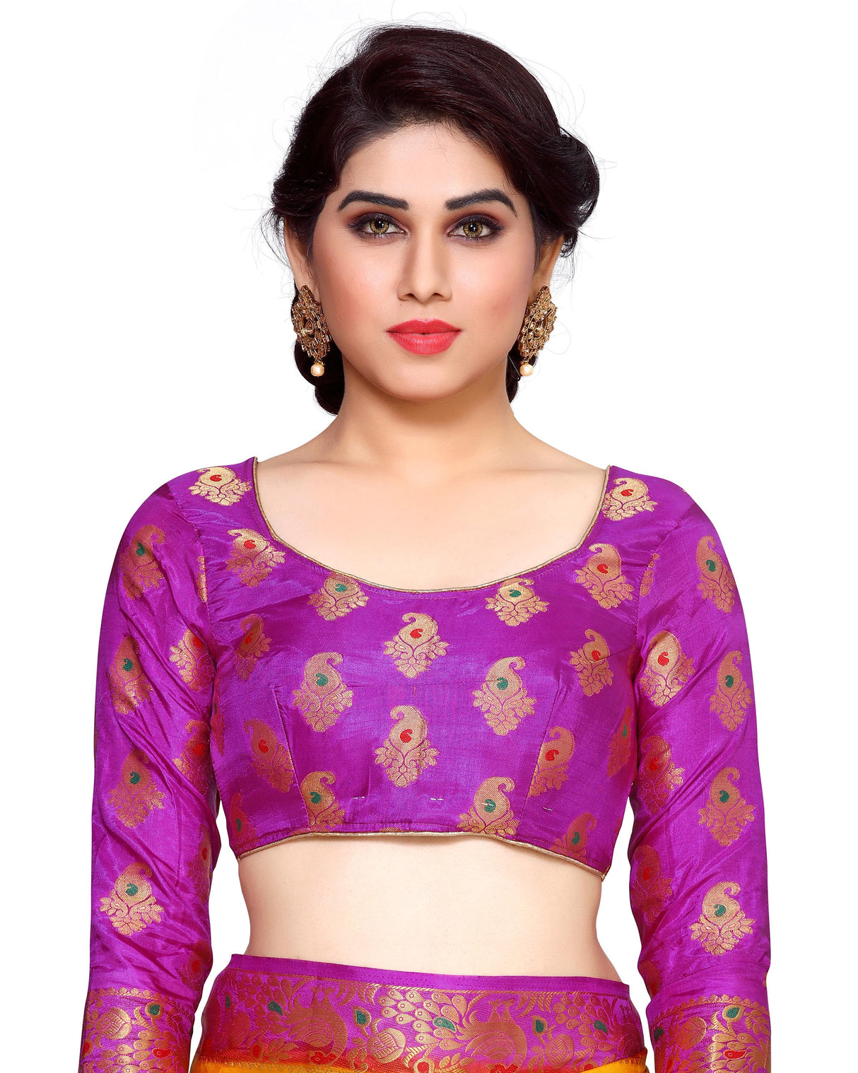 Mimosa Womens Art Silk Saree Kanjivaram Gold Color