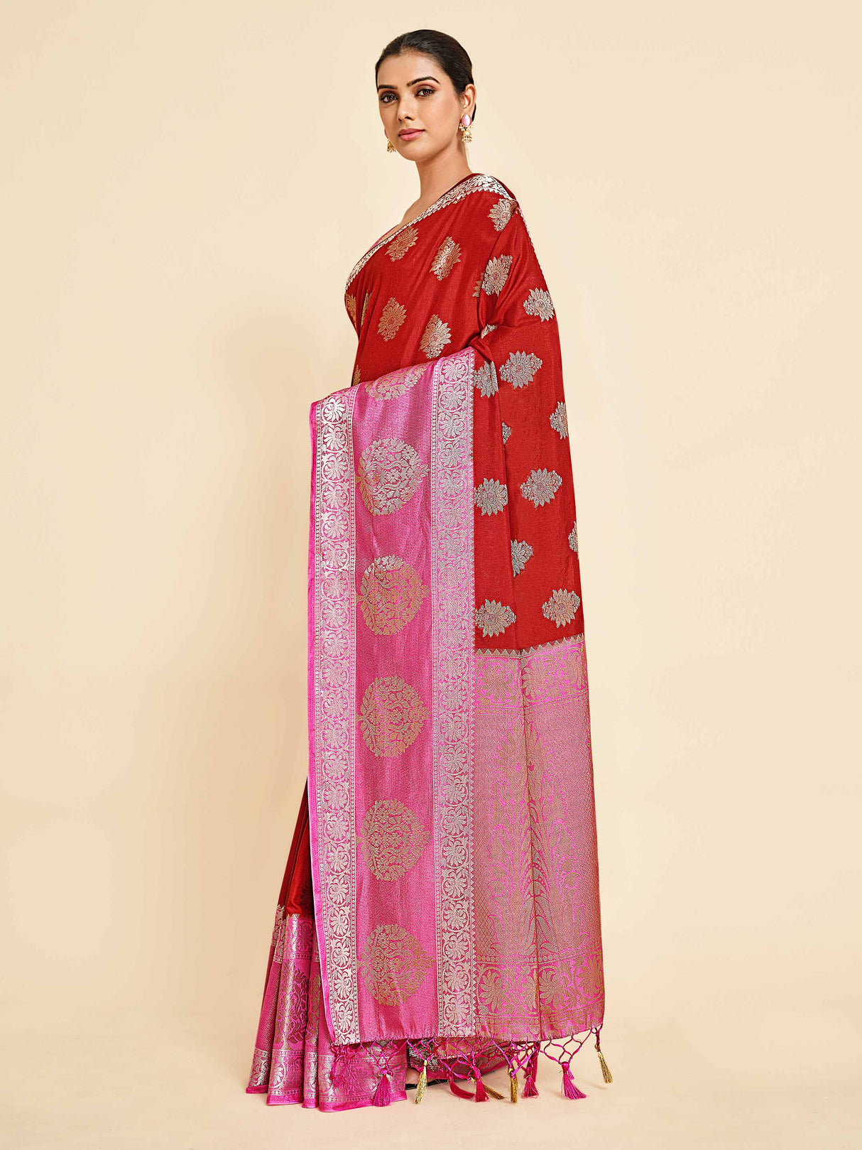 Mimosa Womens Art Silk Saree Kanjivaram Maroon Color