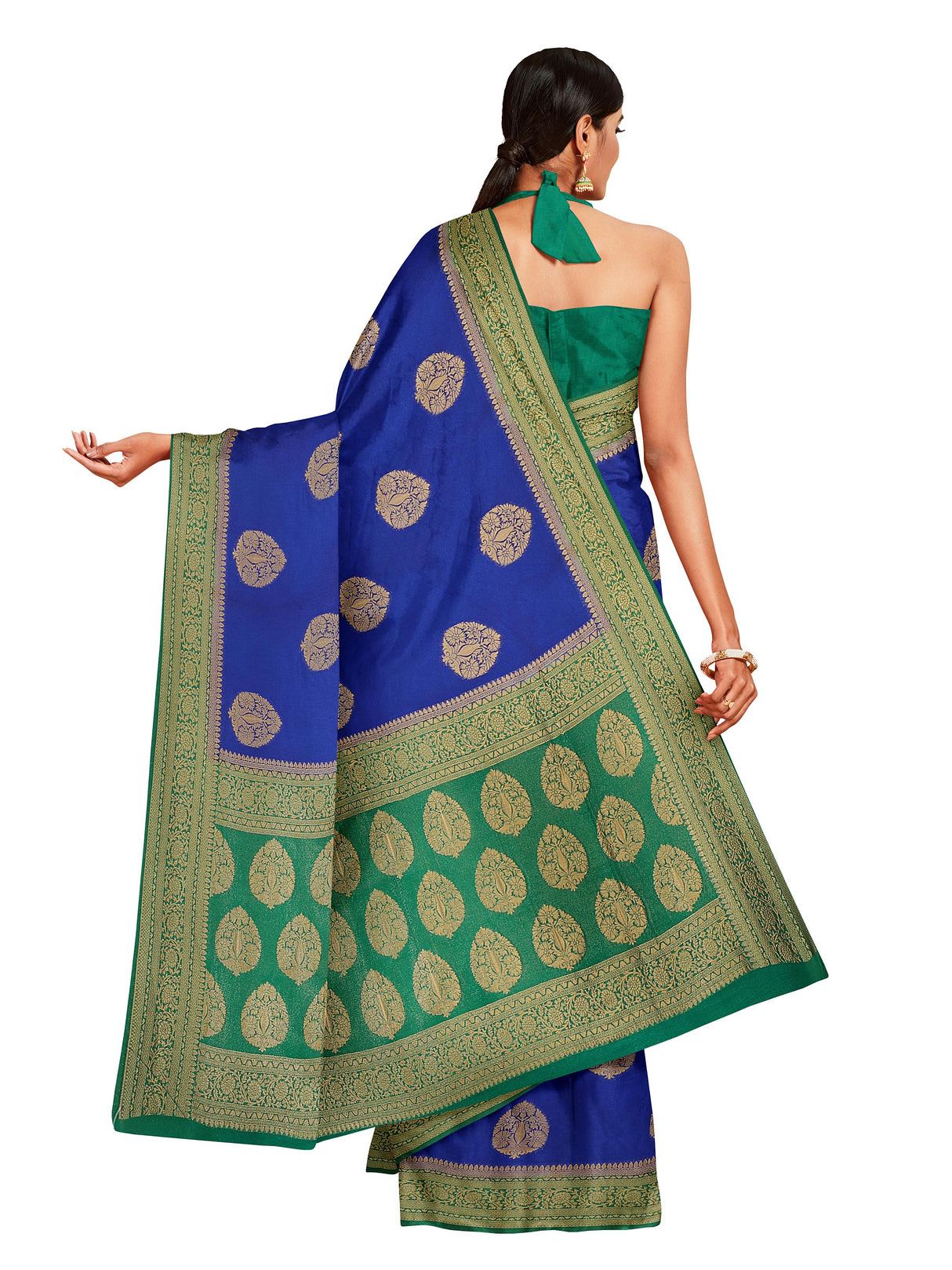 Mimosa Womens Art Silk Saree Kanjivaram Royal Blue Color