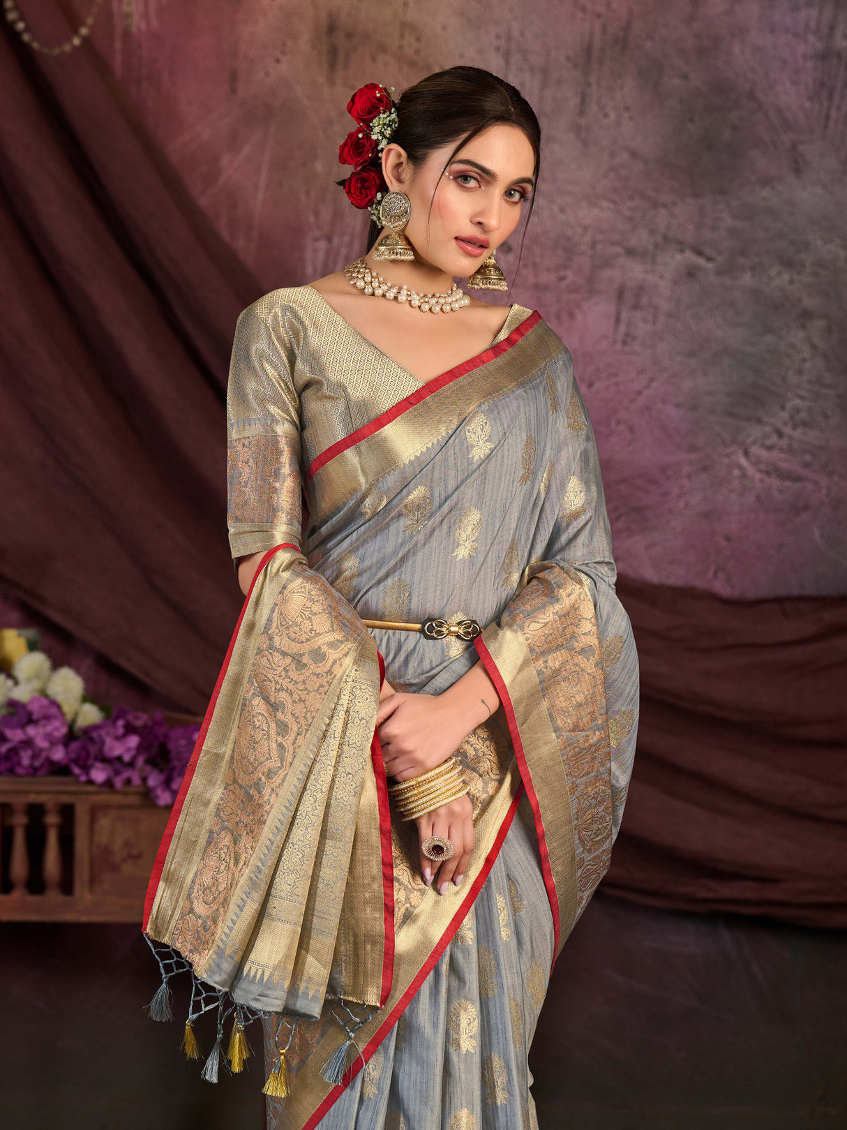 Mimosa Women's Woven Design Chhattisgarh Art Silk Saree With Blouse Piece : SA0000862GY