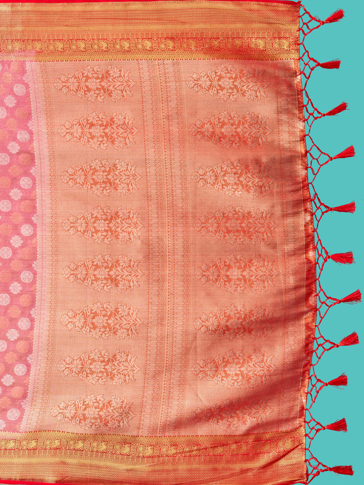 Mimosa Women's Woven Design Kanjivaram Style Art Silk Saree With Blouse Piece : SA0000410PNKFREE