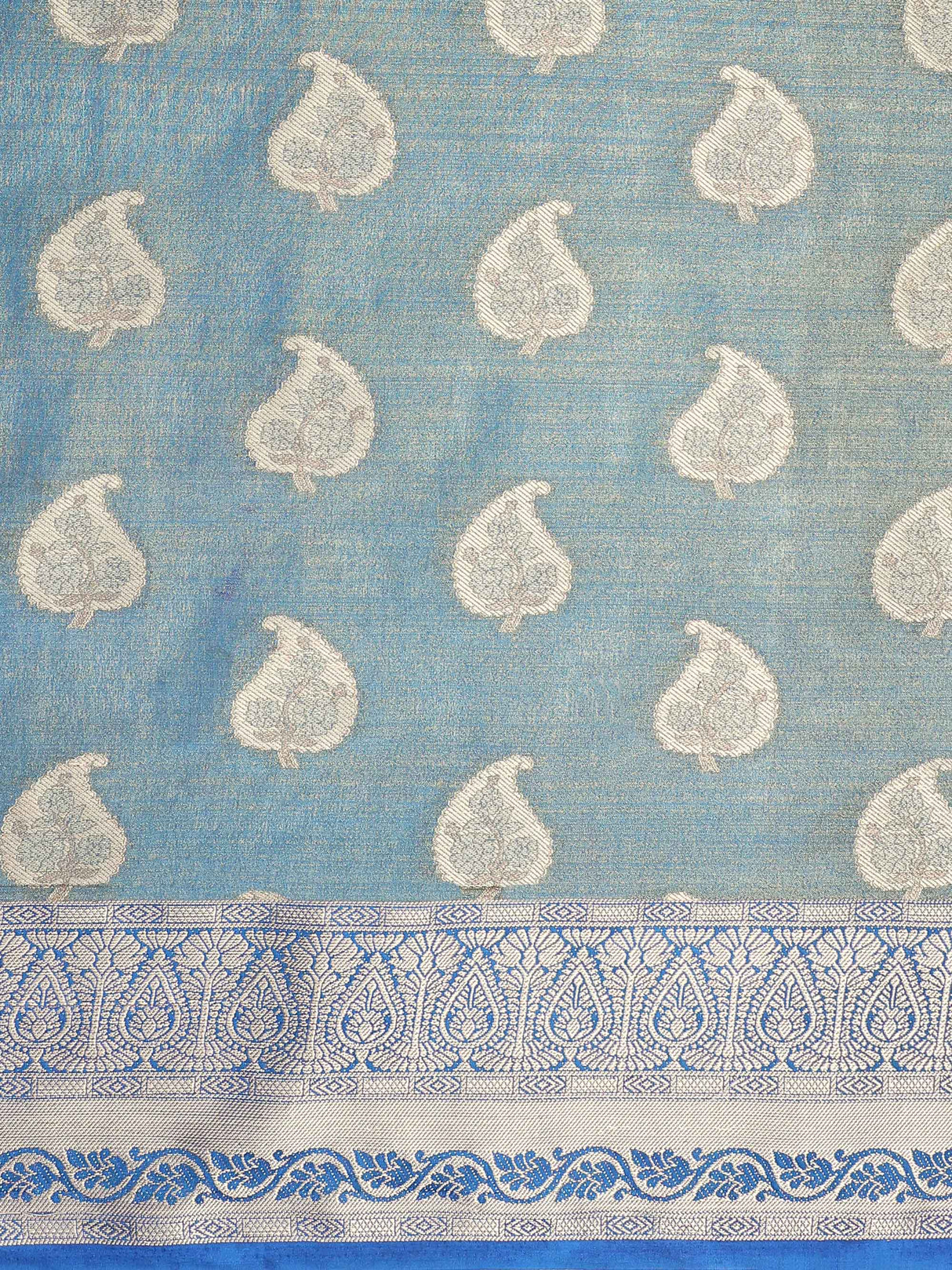 Mimosa Womens Art Silk Saree Kanjivaram Saffire Color