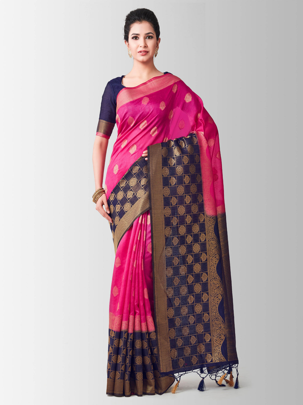 Mimosa Womens Art Silk Saree Kanjivaram Gajjari Color