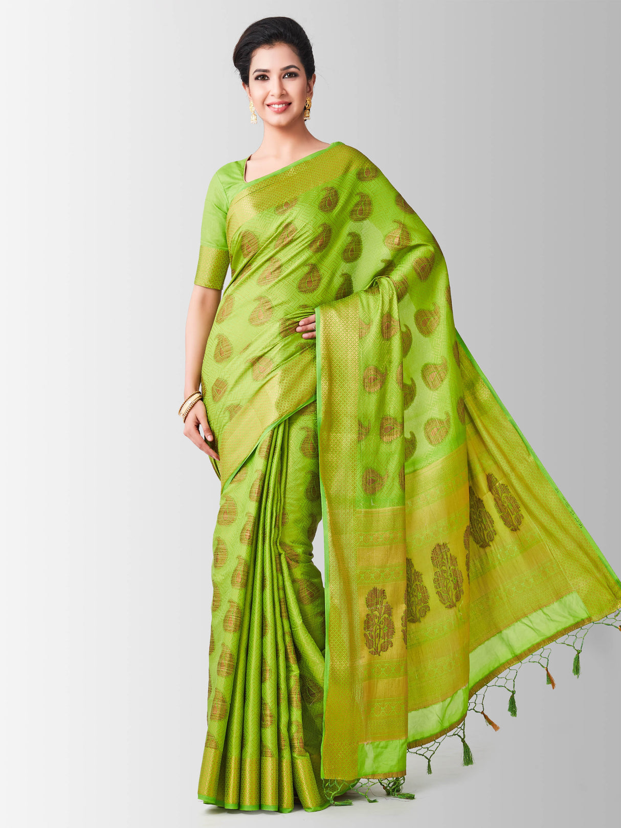 Mimosa Womens Art Silk Saree Kanjivaram Liril Color