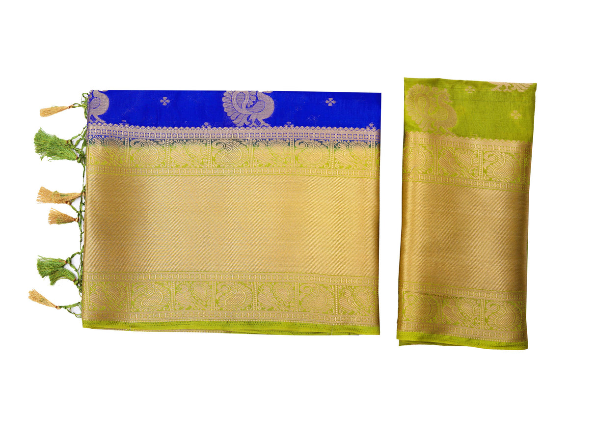 Mimosa Womens Art Silk Saree Kanjivaram Royal Blue Color