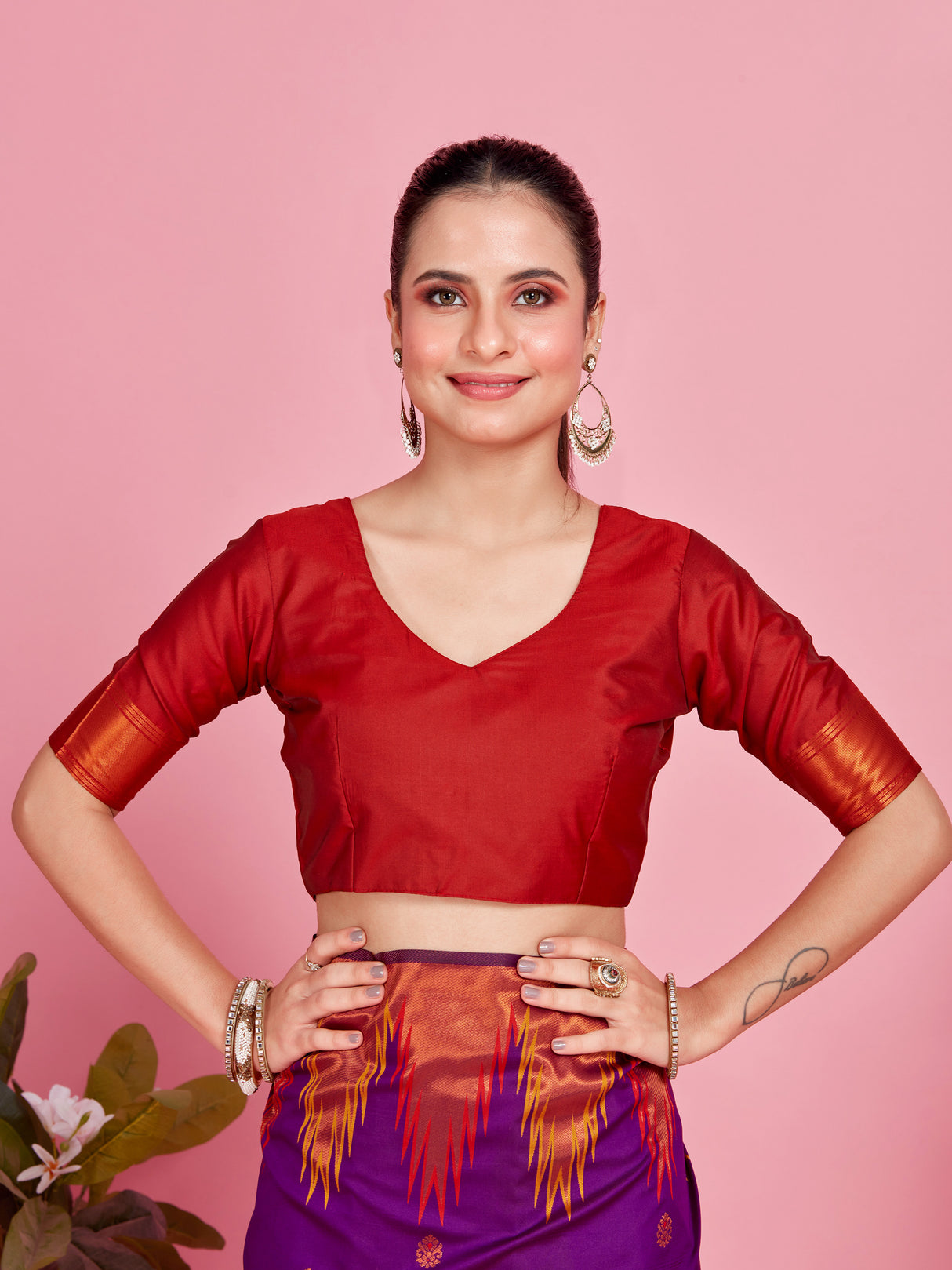 Mimosa Women's Woven Design Kanjivaram Style Art Silk Saree With Blouse Piece : SA00001386PRFREE