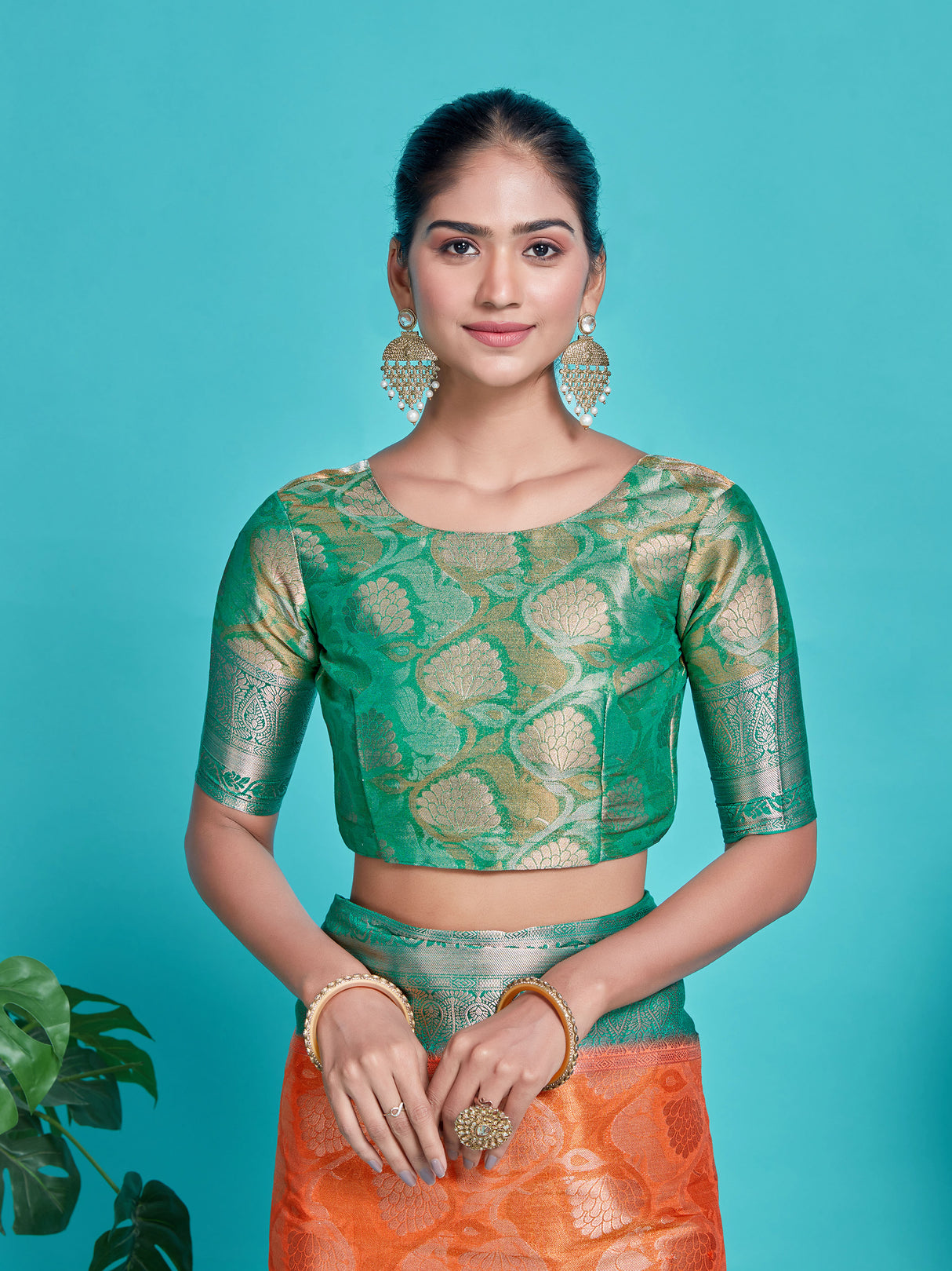 Mimosa Women's Woven Design Kanjivaram Style Art Silk Saree With Blouse Piece : SA0000373PCFREE