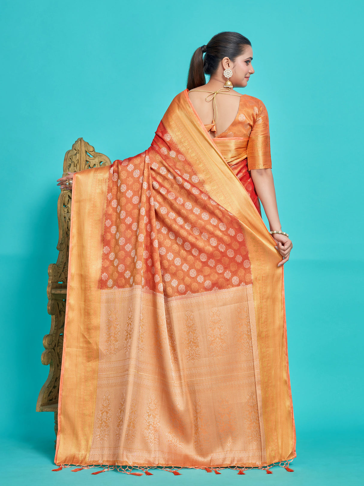 Mimosa Women's Woven Design Kanjivaram Style Art Silk Saree With Blouse Piece : SA0000410MRFREE