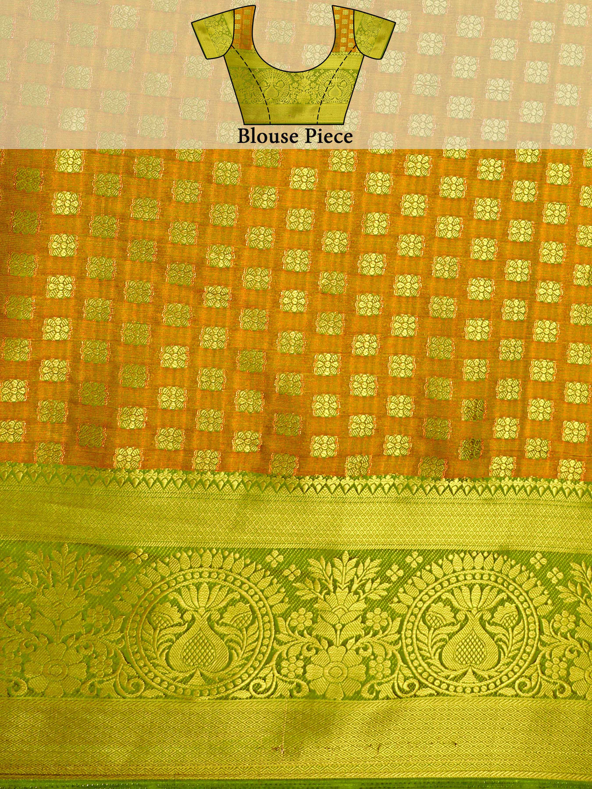Mimosa Womens Art Silk Saree Kanjivaram Olive Color