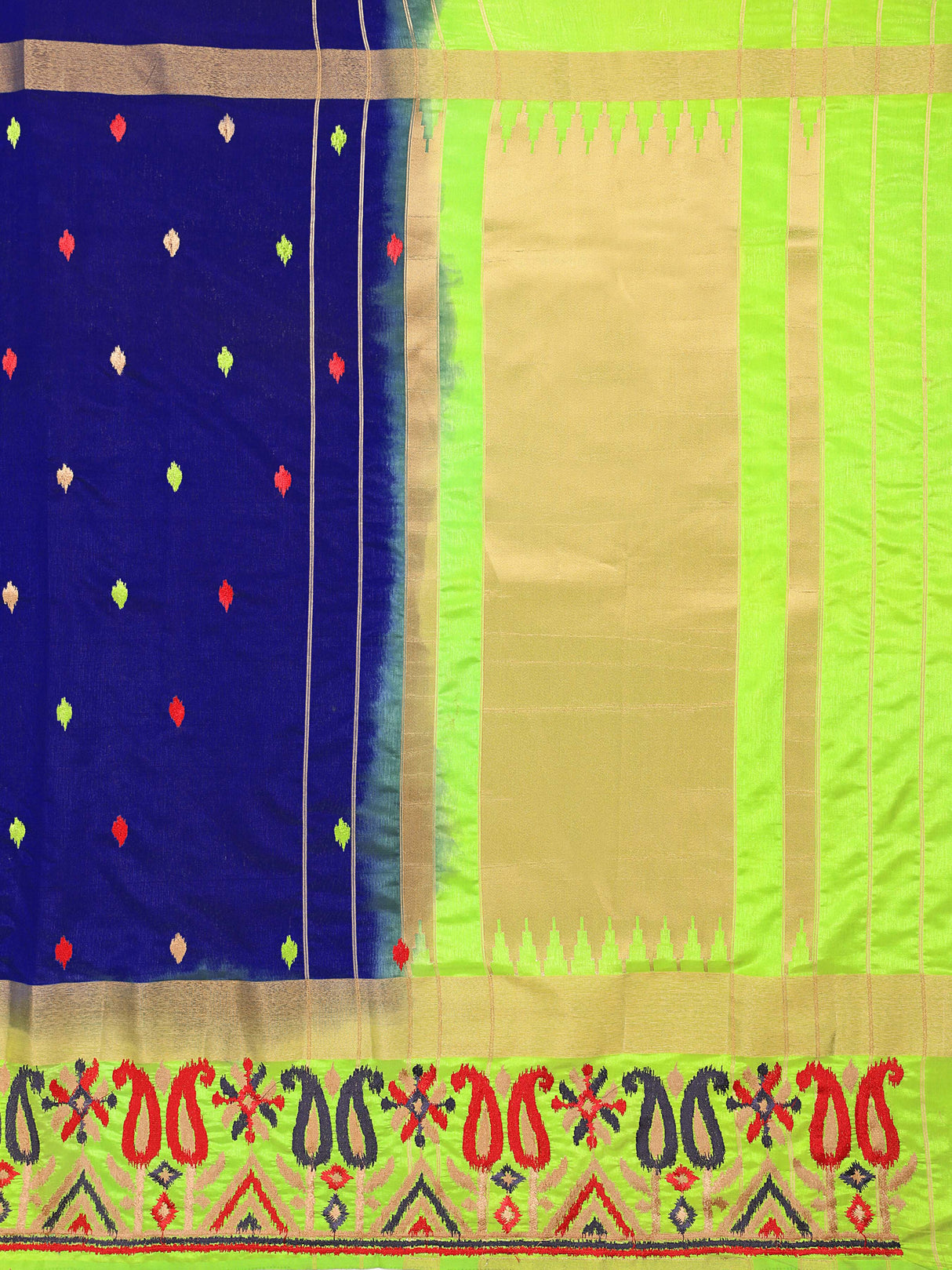 Mimosa Womens Art Silk Saree Kanjivaram style Navy Blue Color