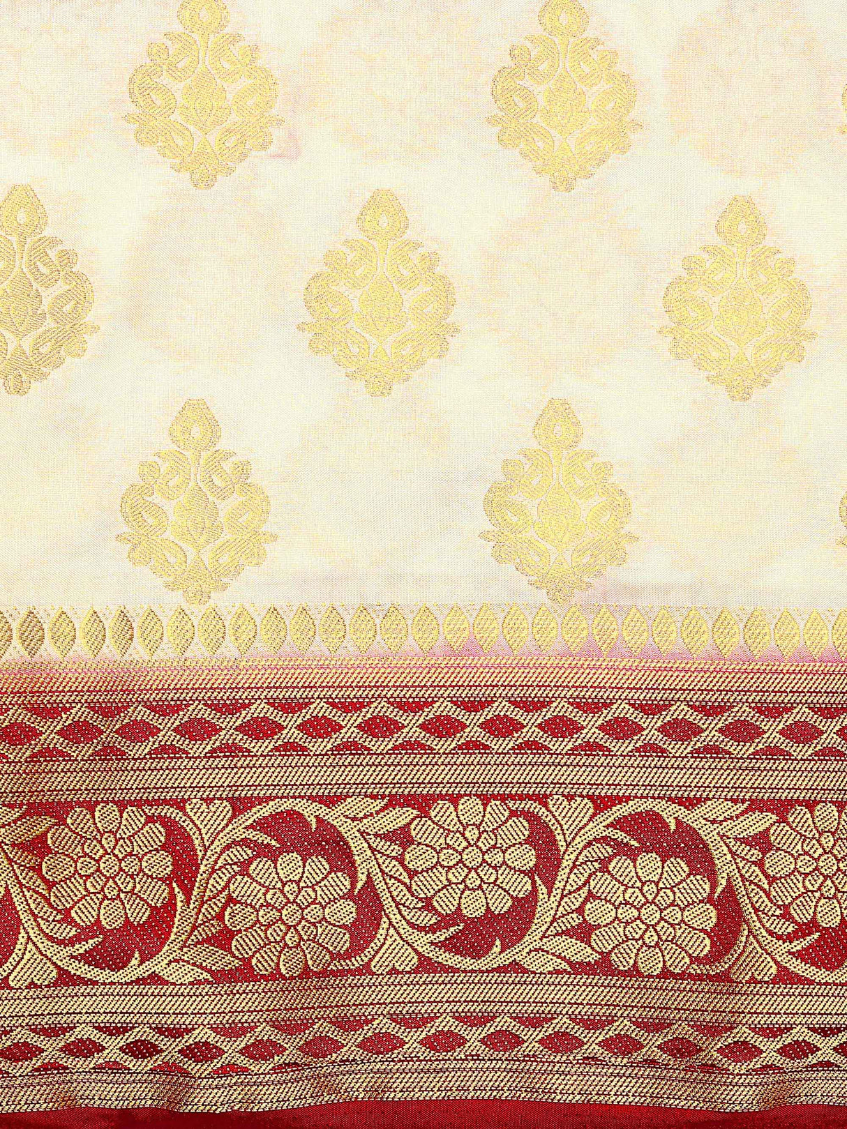 Mimosa Womens Art Silk Saree Kanjivaram Halfwhite Color