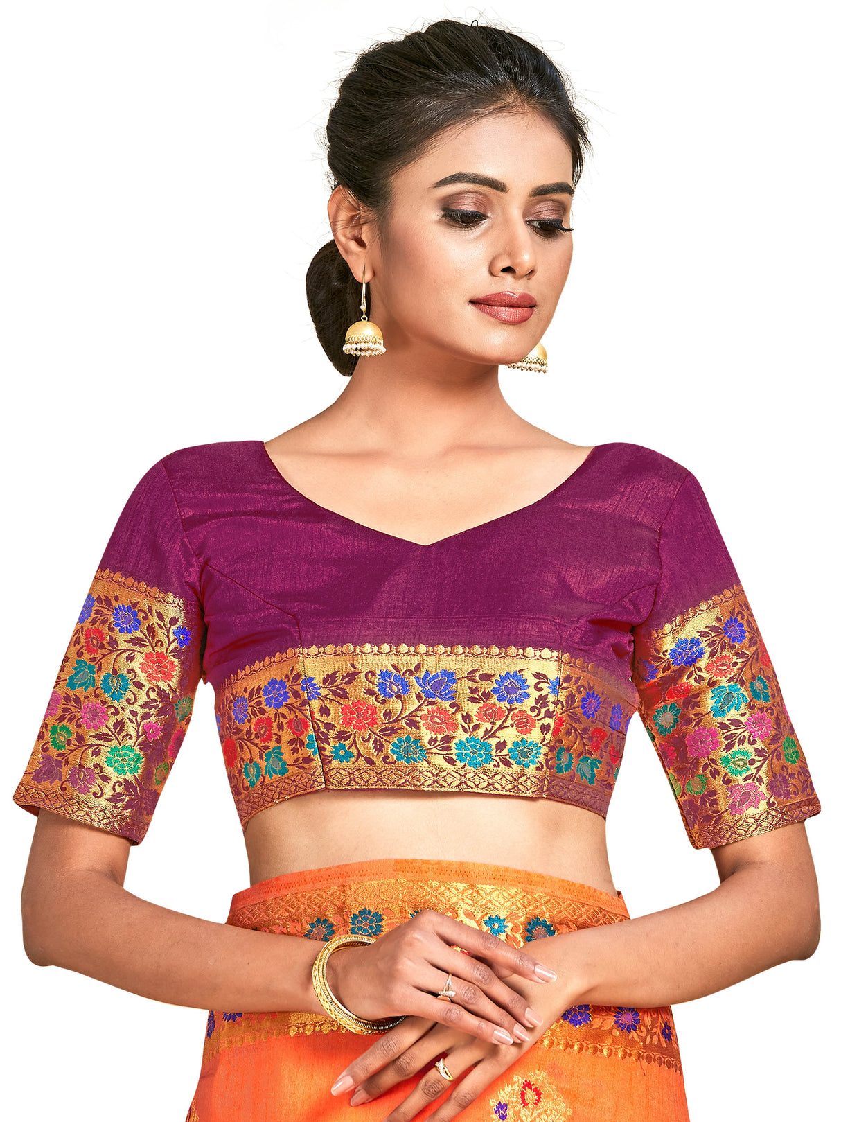 Mimosa Womens Art Silk Saree Dharmavaram Peach Color