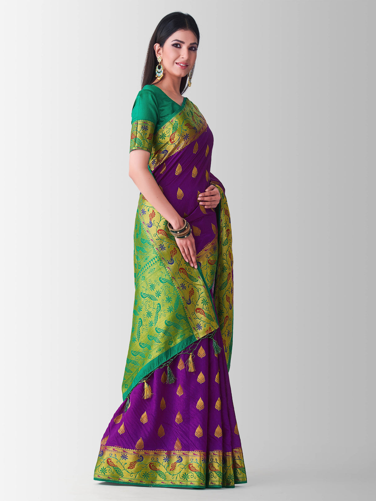 Mimosa Womens Art Silk Saree Kanjivaram Mejanta Color