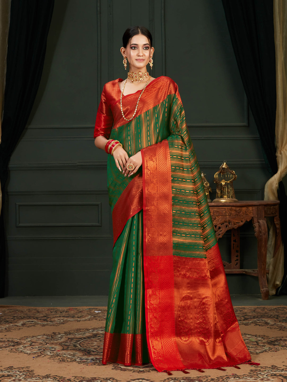 Mimosa Women's Woven Design Kanjivaram Art Silk Saree With Blouse Piece : SA0000914BG