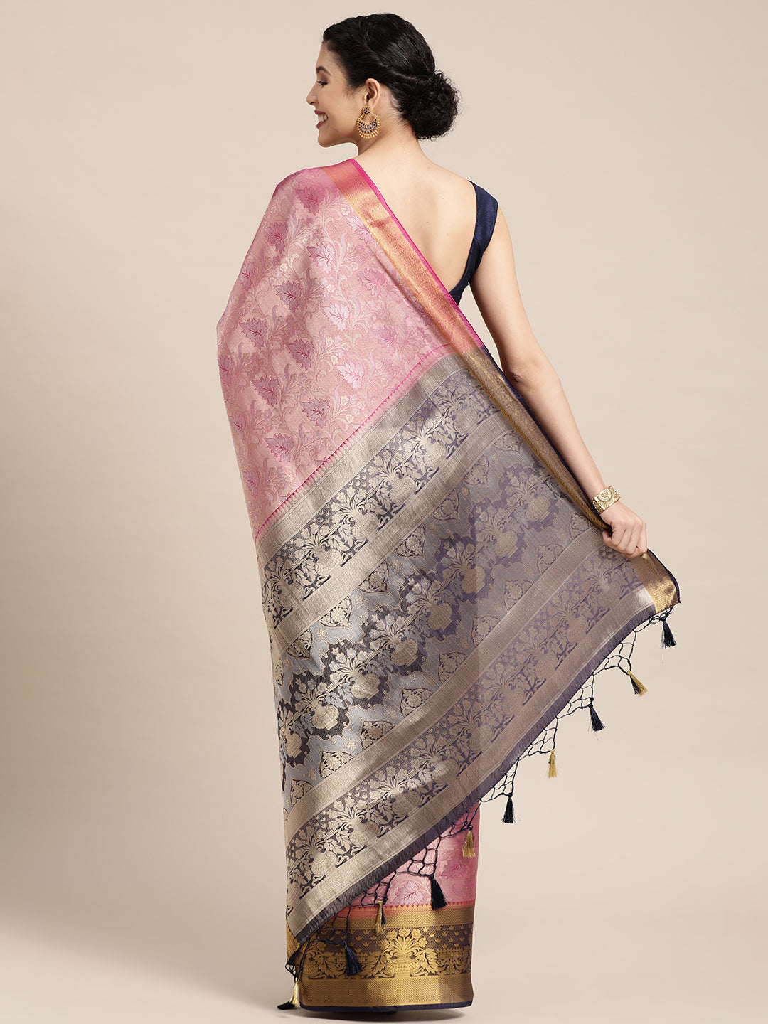 Mimosa Womens Art Silk Saree Kanjivaram Rani Color