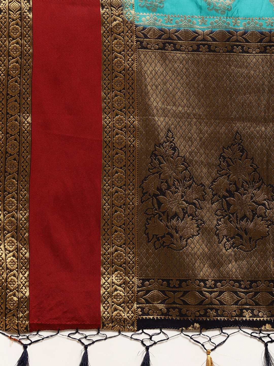 Mimosa Womens Art Silk Saree Kanjivaram Saffire Color