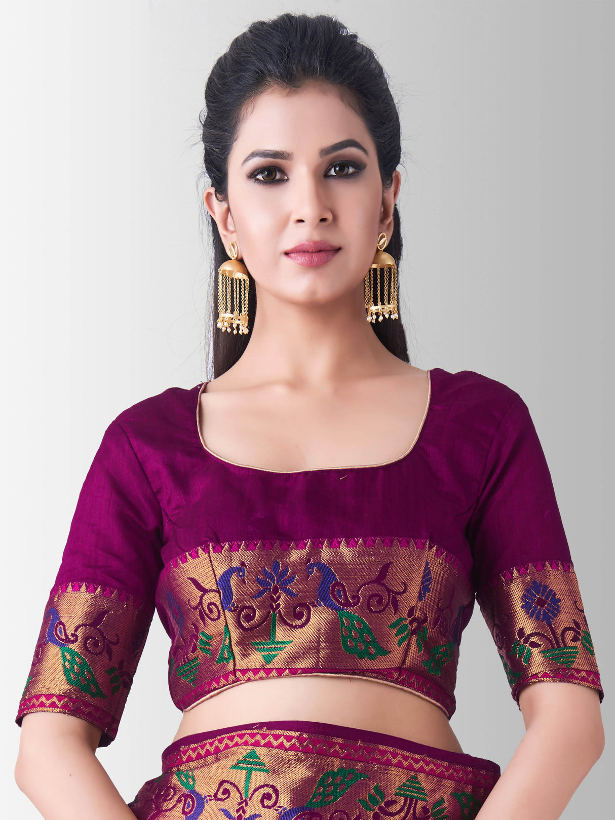 Mimosa Womens Art Silk Saree Kanjivaram Peach Color