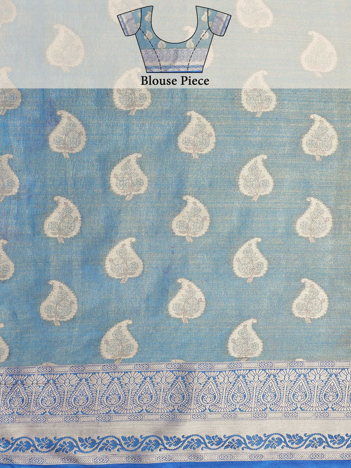 Mimosa Womens Art Silk Saree Kanjivaram Saffire Color