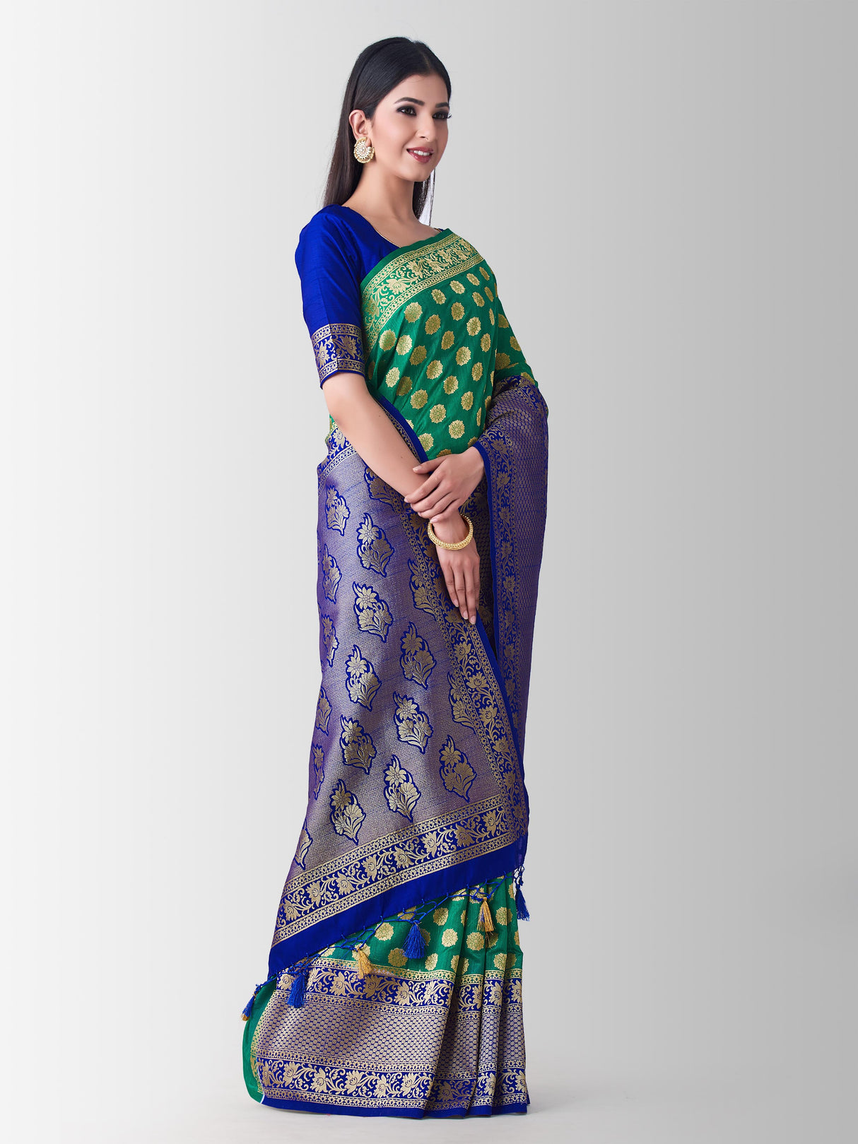 Mimosa Womens Art Silk Saree Kanjivaram Rama Color