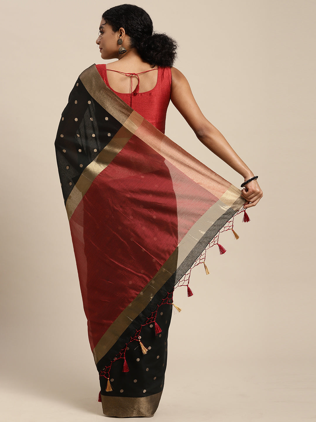 Mimosa Womens Art Silk Saree Banarasi style Black Color