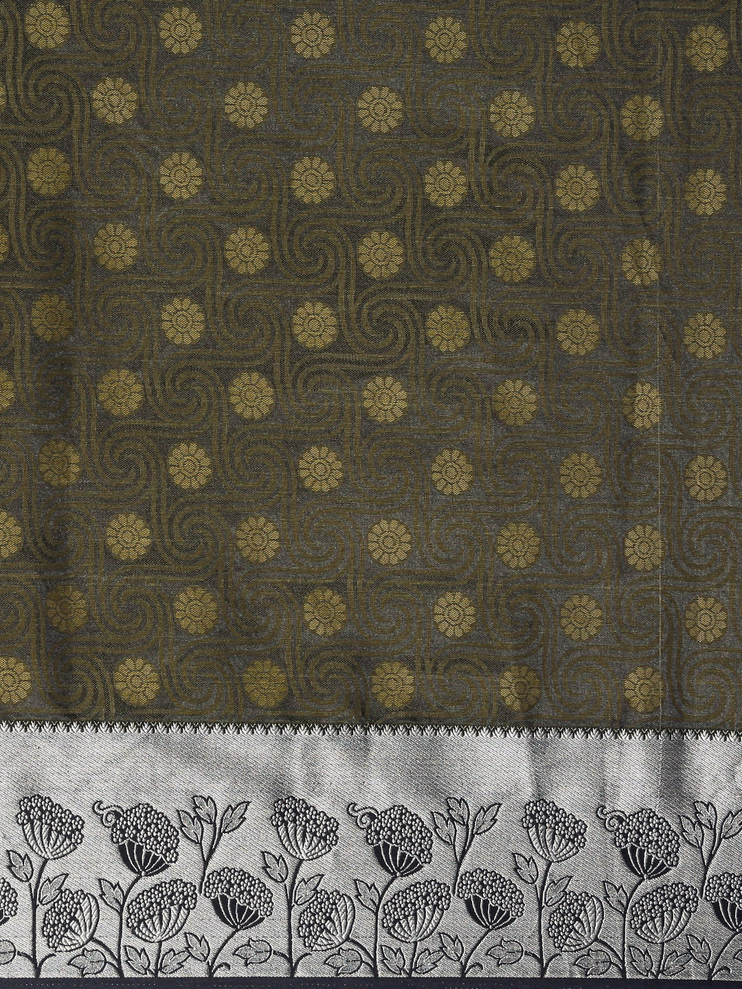 Mimosa Womens Art Silk Saree Kanjivaram style Navy Blue Color