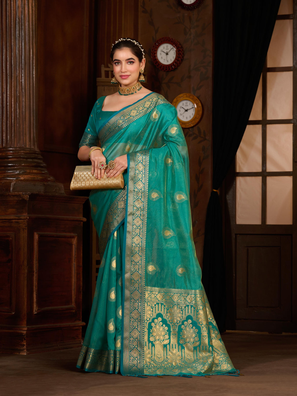 Mimosa Women's Woven Design Kanjivaram Art Silk Saree With Blouse Piece : SA0000944SF