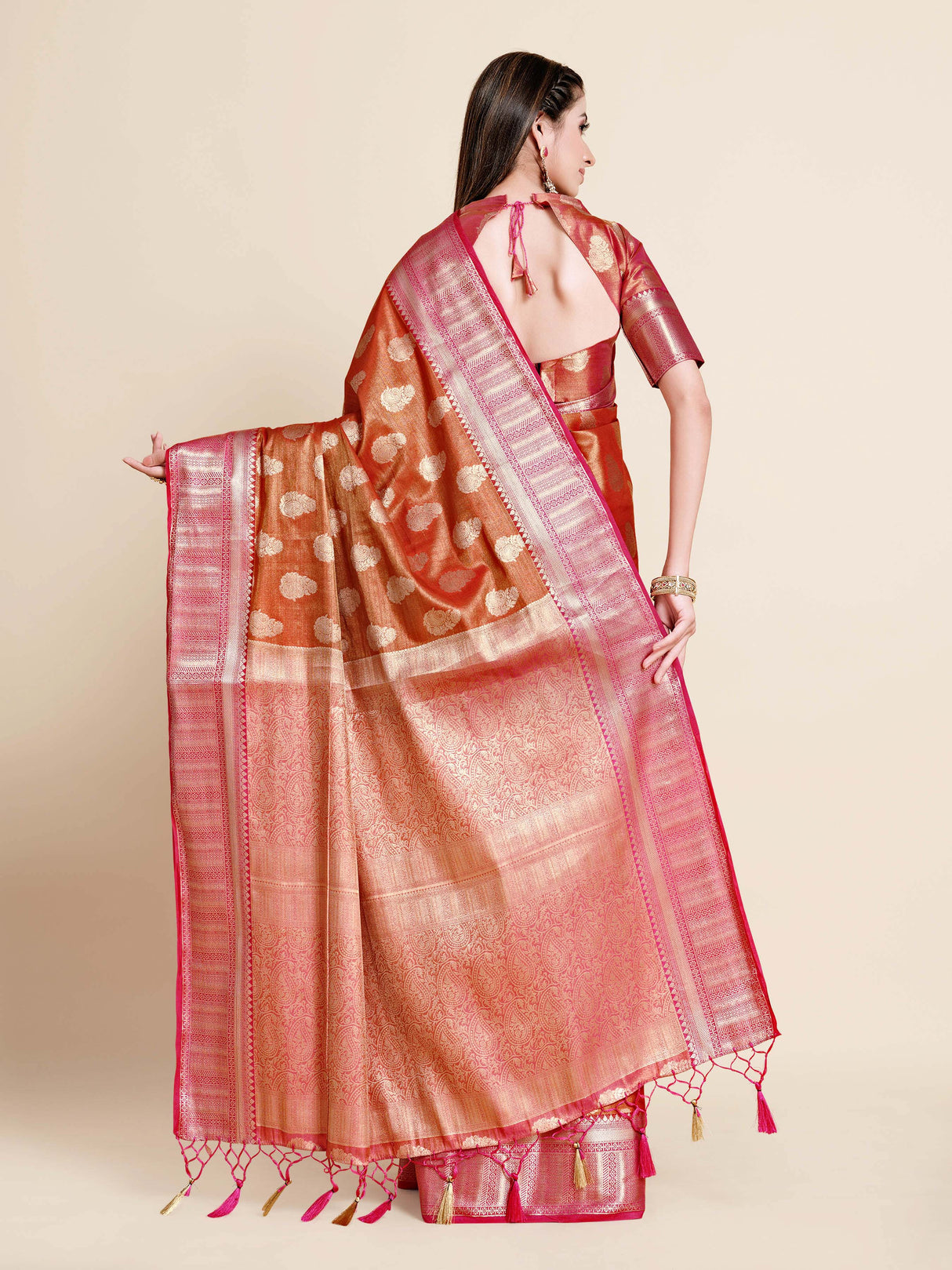 Mimosa Womens Art Silk Saree Kanjivaram Maroon Color