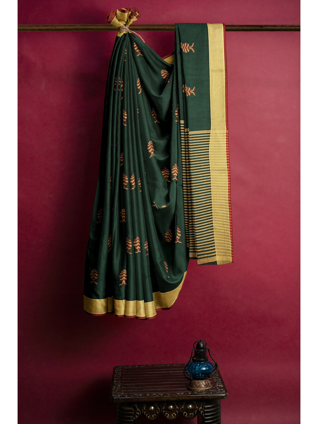 Mimosa Womens Art Silk Saree Kanjivaram style BGreen Color