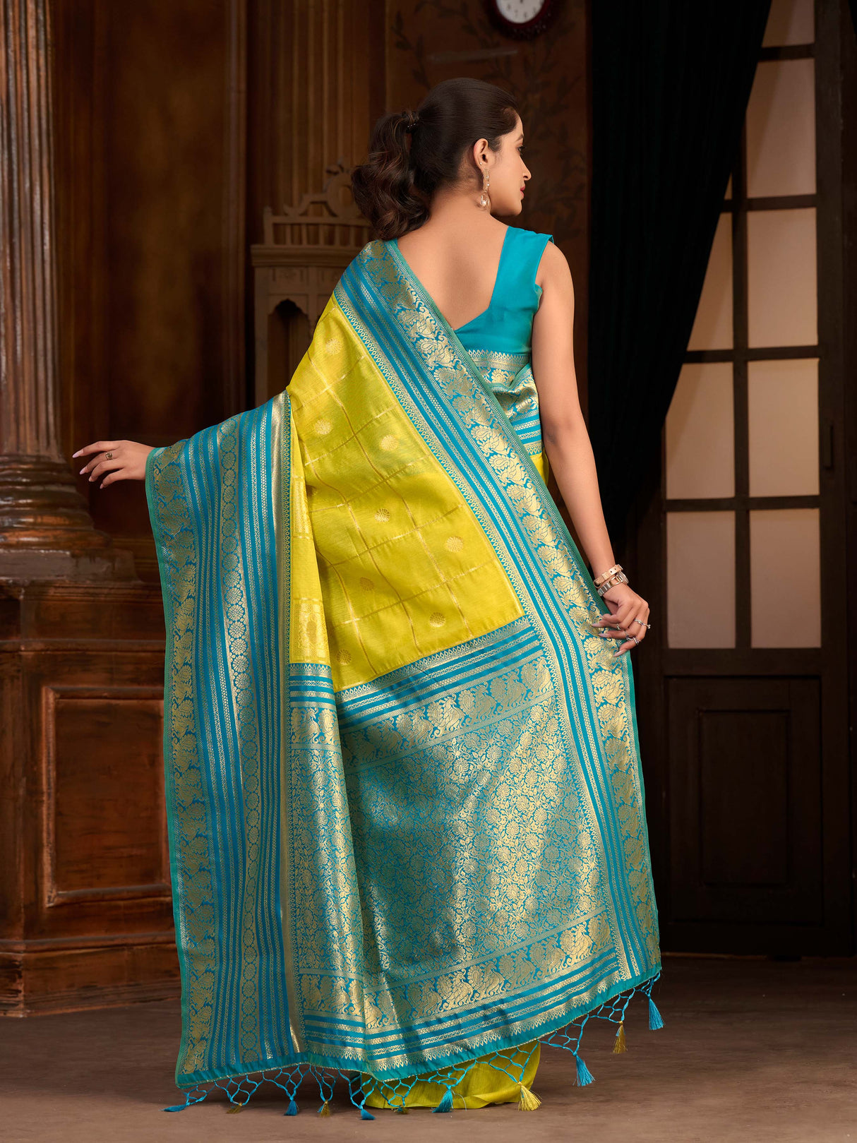 Mimosa Women's Woven Design Kanjivaram Style Art Silk Saree With Blouse Piece : SA0000870OL