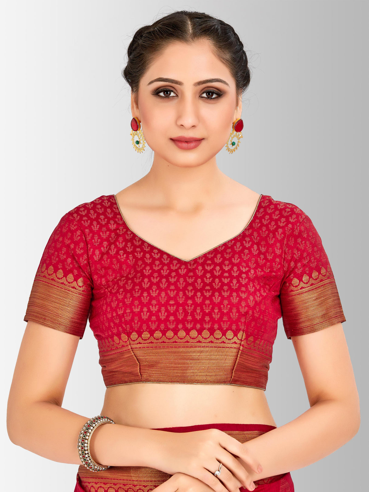 Mimosa Womens Art Silk Saree Kanjivaram Red Color