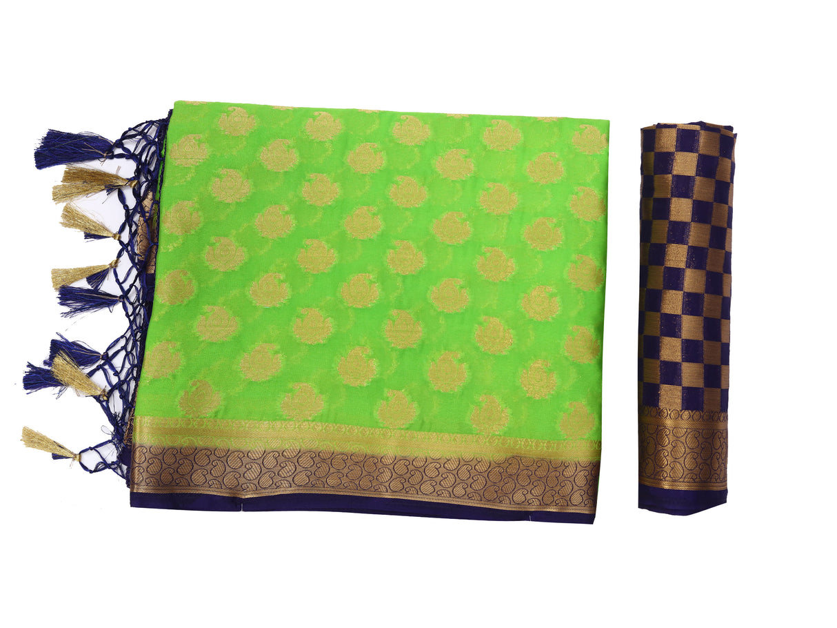 Mimosa Womens Crepe Saree Mysore Silk Liril Color