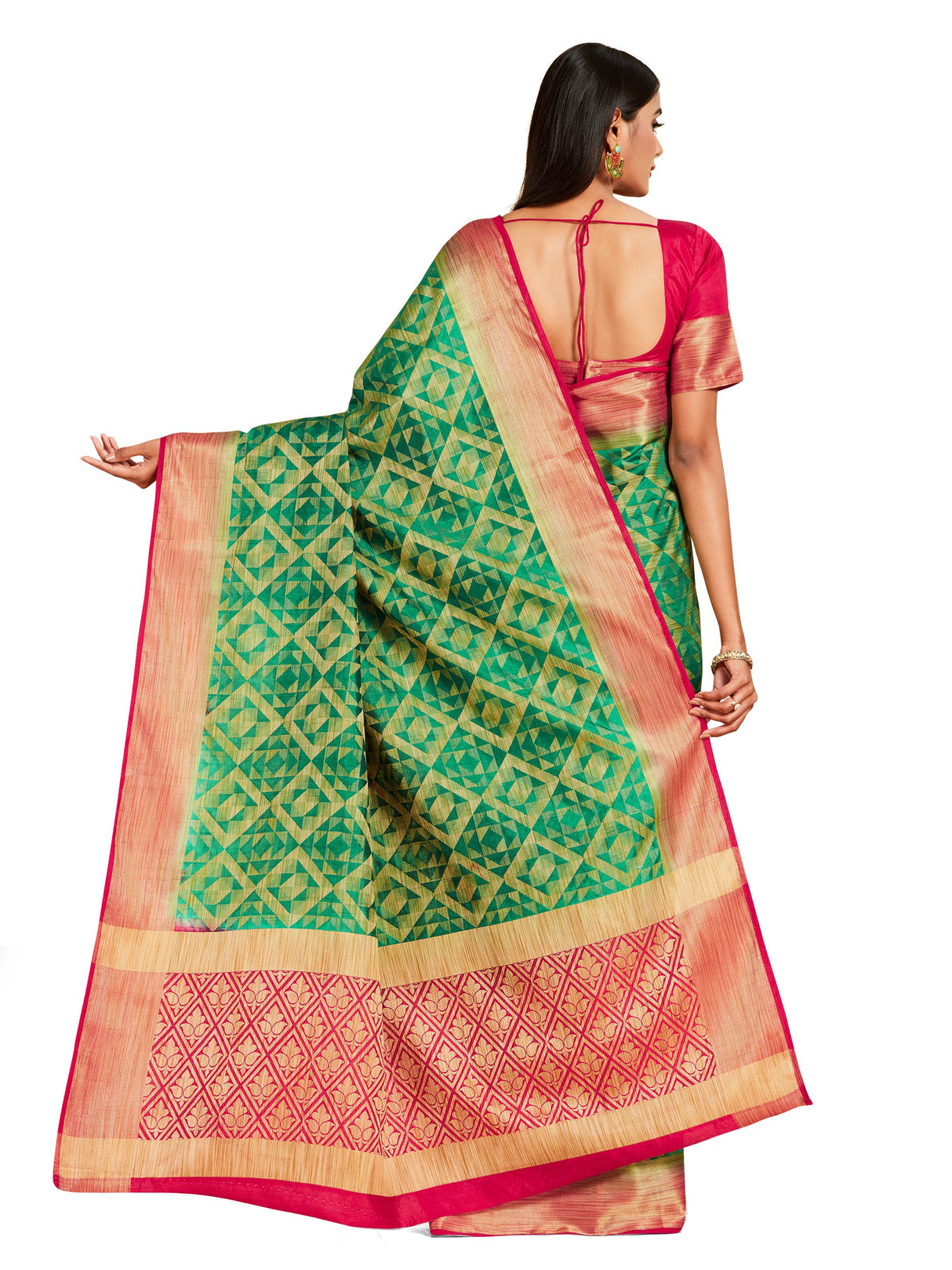 Mimosa Womens Art Silk Saree Kanjivaram Green Color