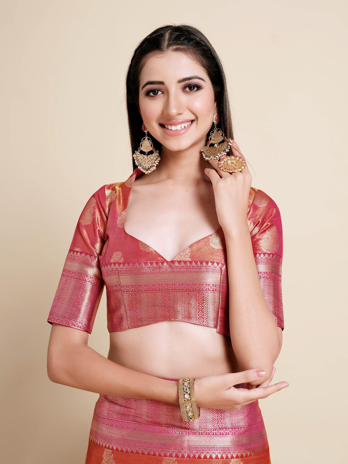 Mimosa Womens Art Silk Saree Kanjivaram Maroon Color