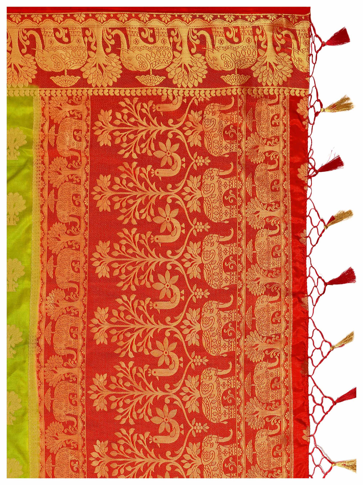 Mimosa Womens Art Silk Saree Kanjivaram Olive Color