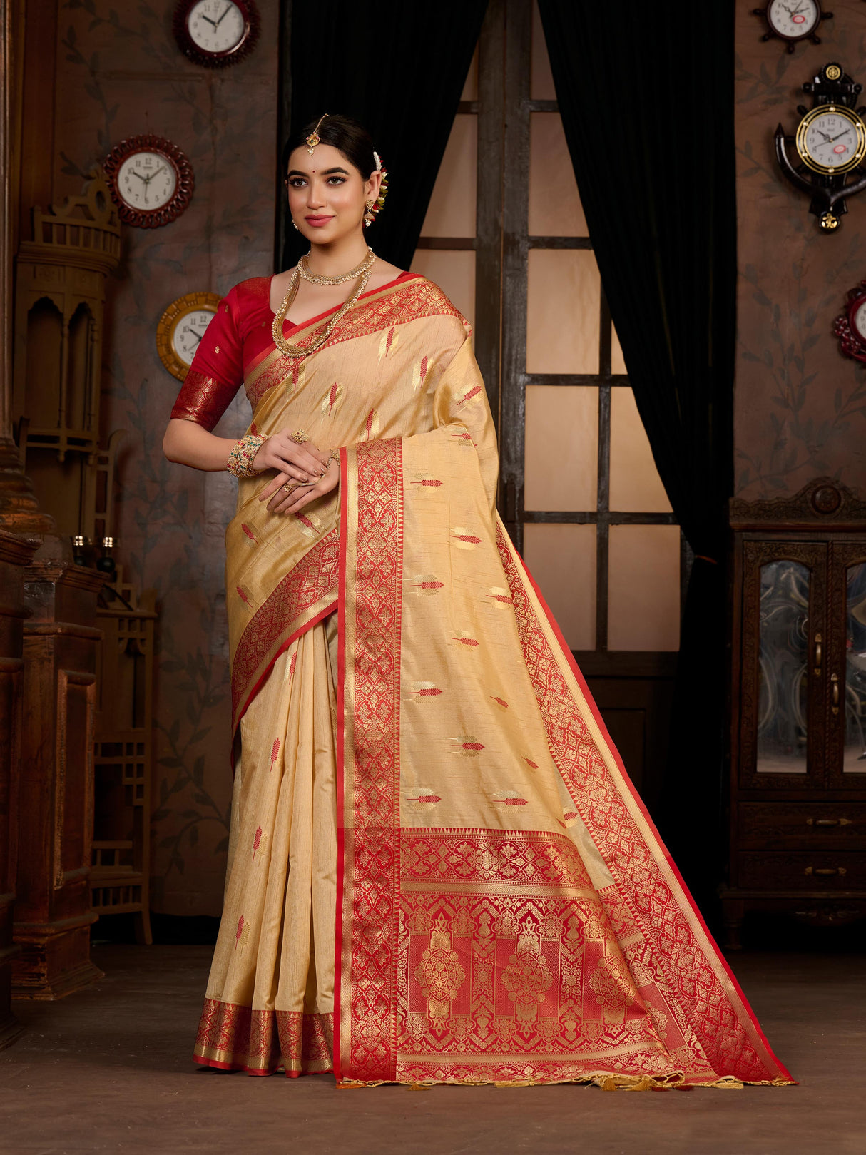 Mimosa Women's Woven Design Bishnupur Art Silk Saree With Blouse Piece : SA0000867CK