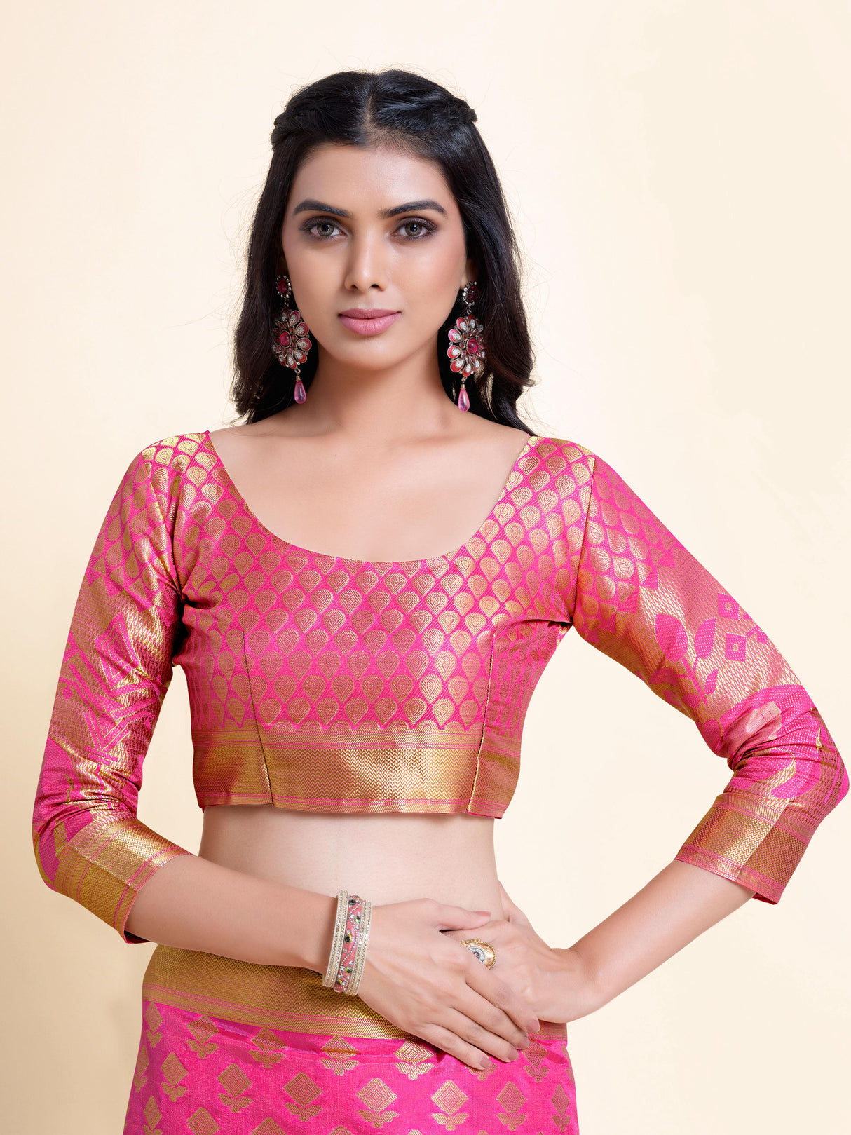 Mimosa Womens Art Silk Saree Kanjivaram Gajjari Color