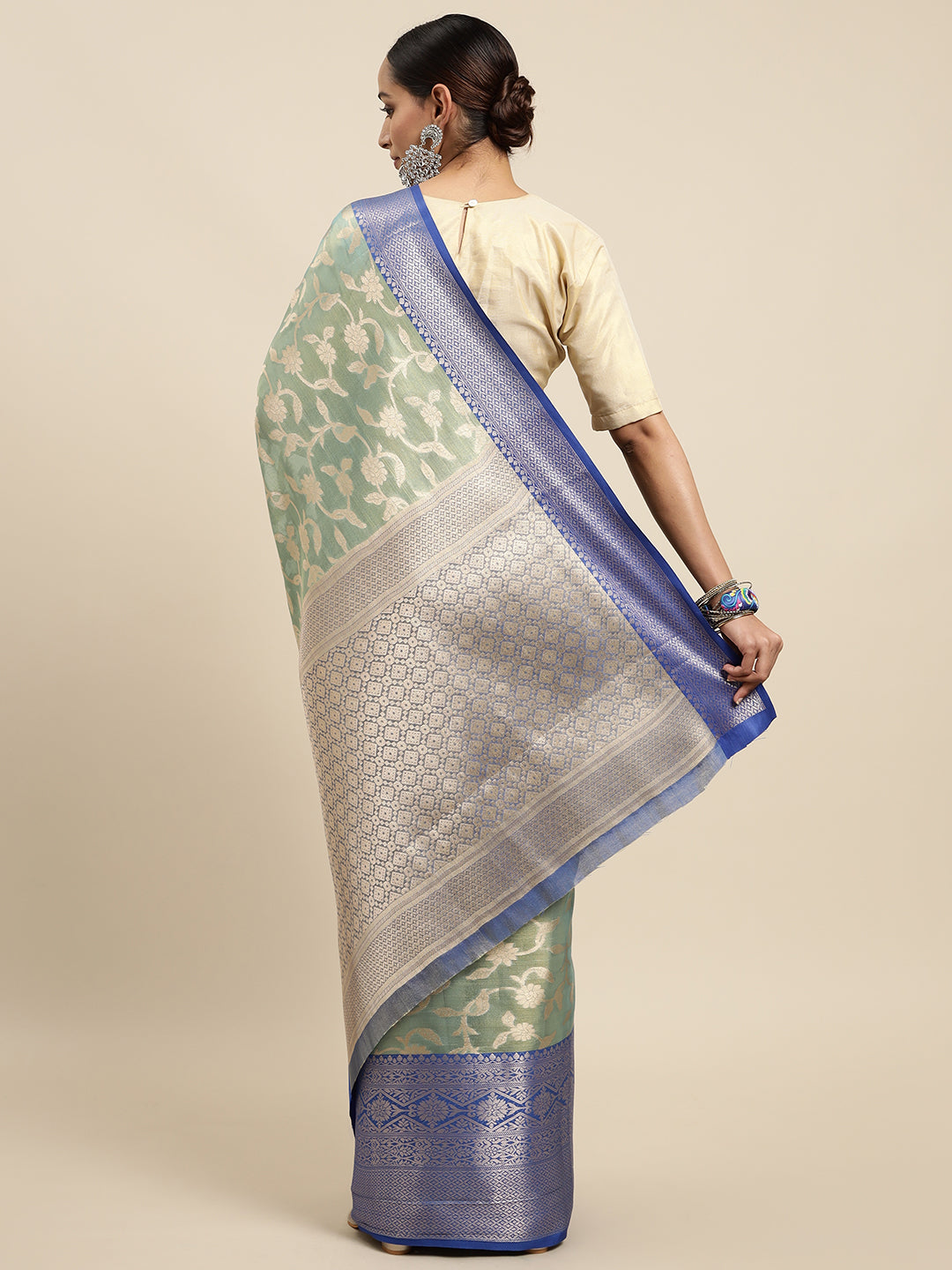 Mimosa Womens Art Silk Saree Kanjivaram Grey Color