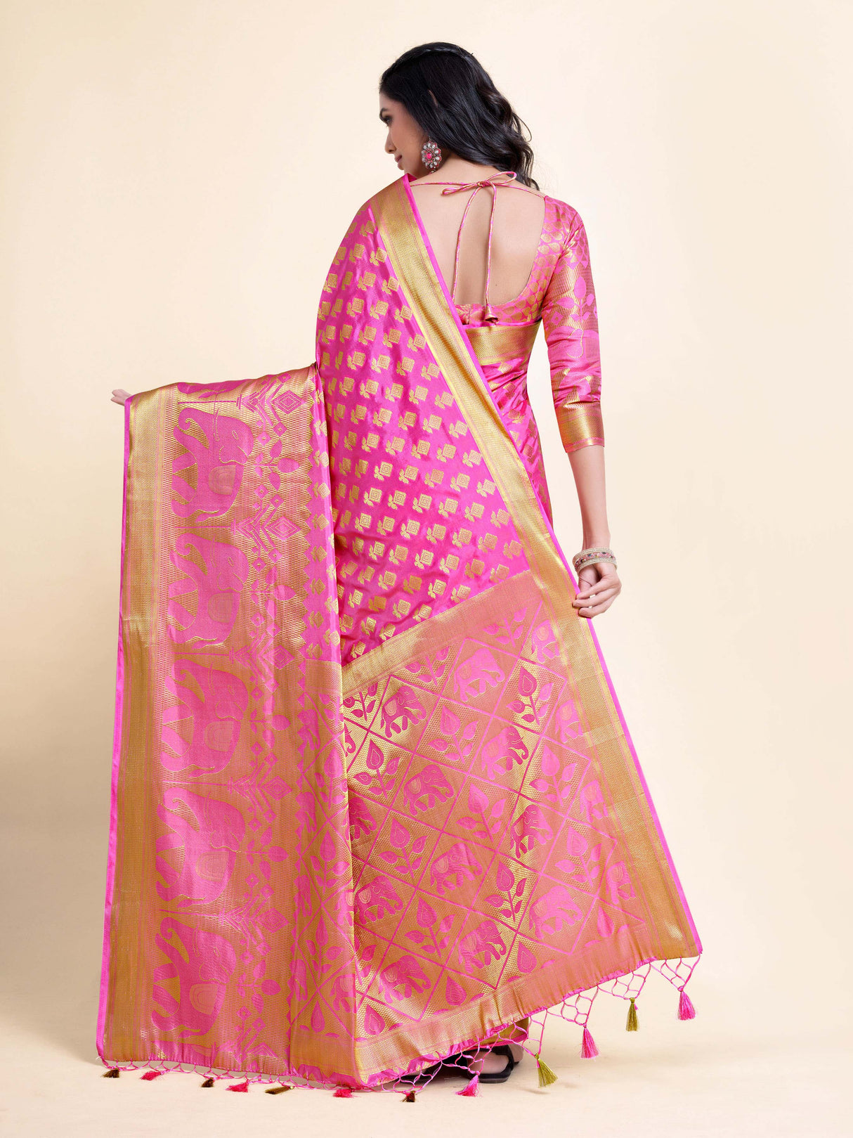 Mimosa Womens Art Silk Saree Kanjivaram Gajjari Color