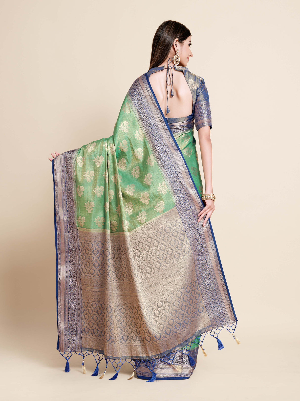 Mimosa Womens Art Silk Saree Kanjivaram Rama Color