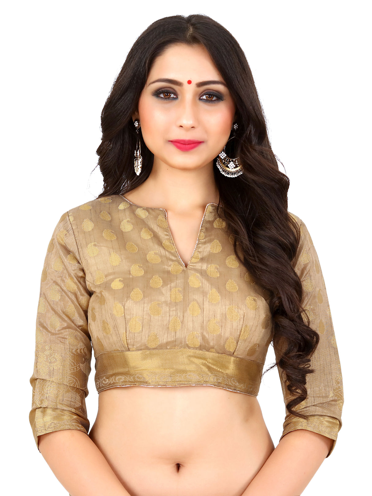 Mimosa Womens Art Silk Saree Kanjivaram Chiku Color