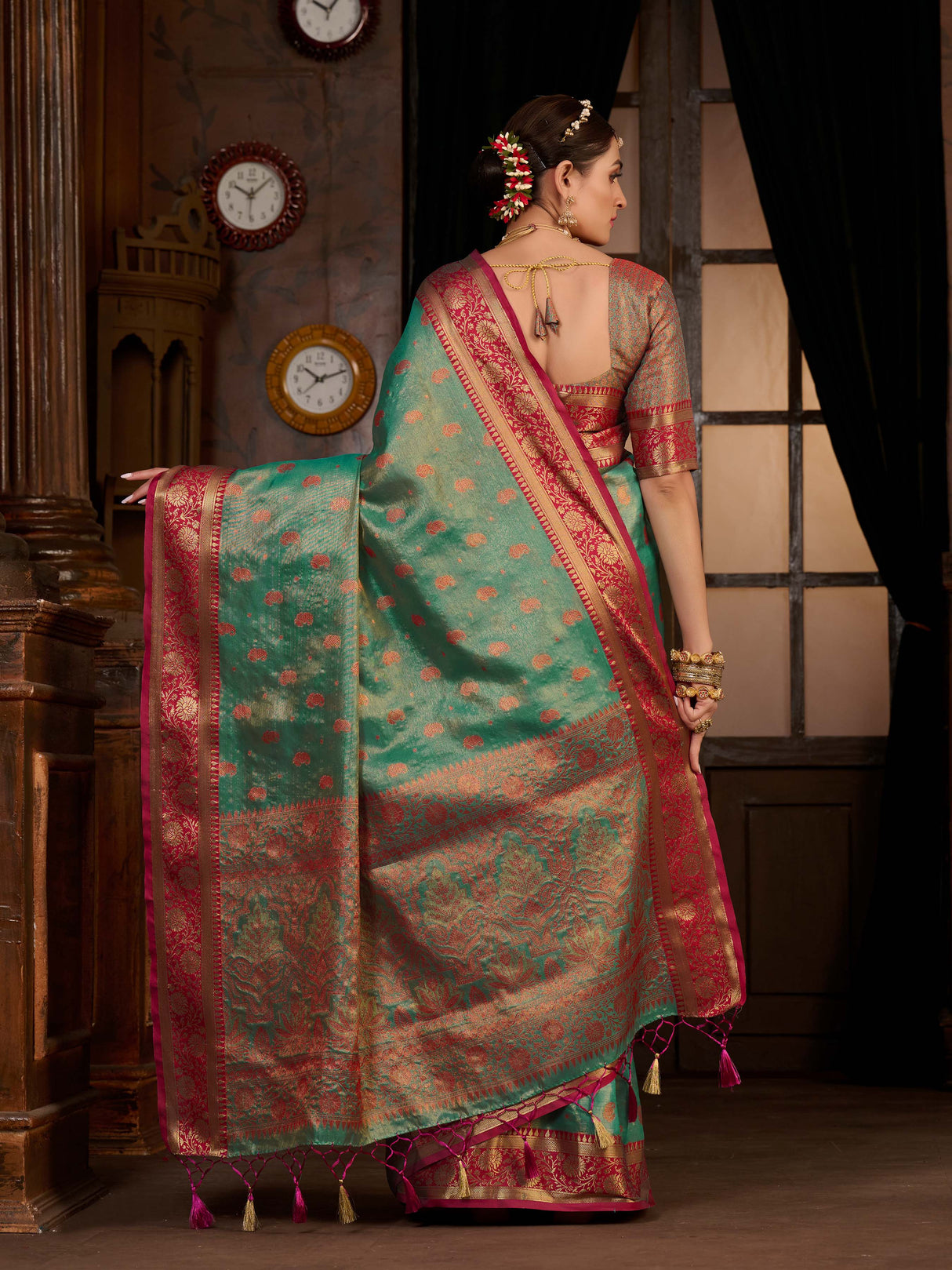 Mimosa Women's Woven Design Kanjivaram Art Silk Saree With Blouse Piece : SA0000943SF