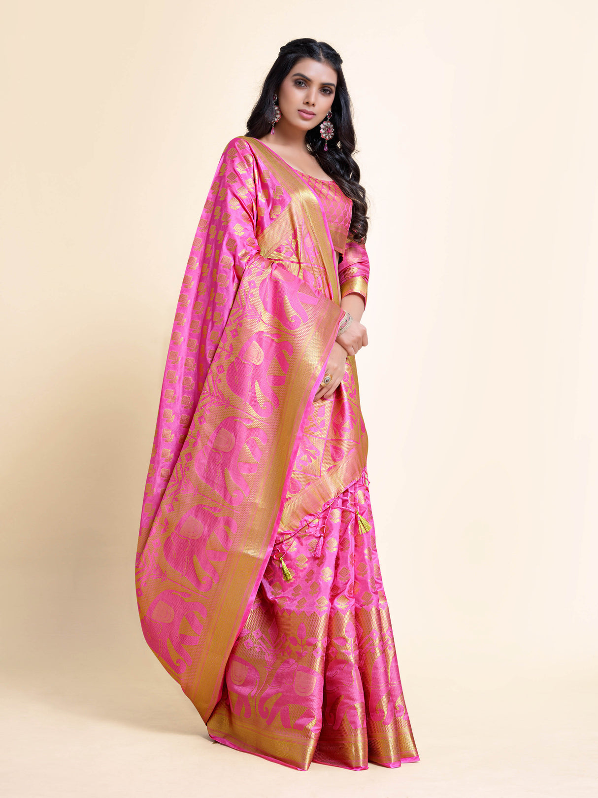 Mimosa Womens Art Silk Saree Kanjivaram Gajjari Color