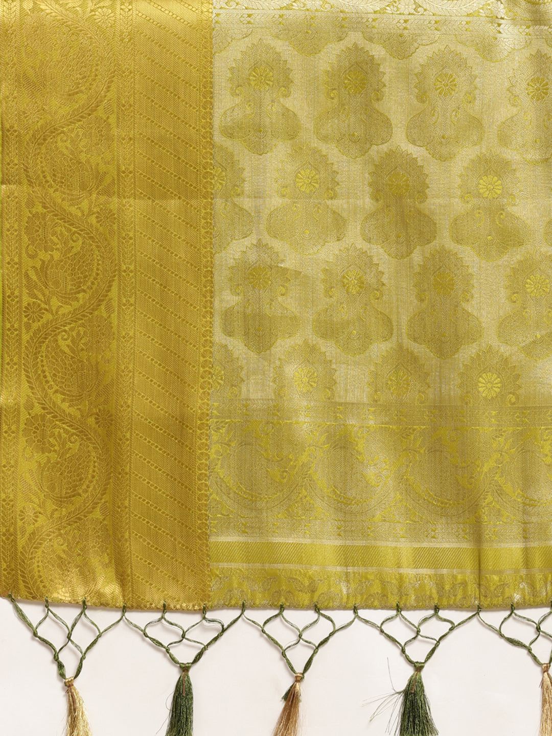 Mimosa Womens Art Silk Saree Kanjivaram Olive Color