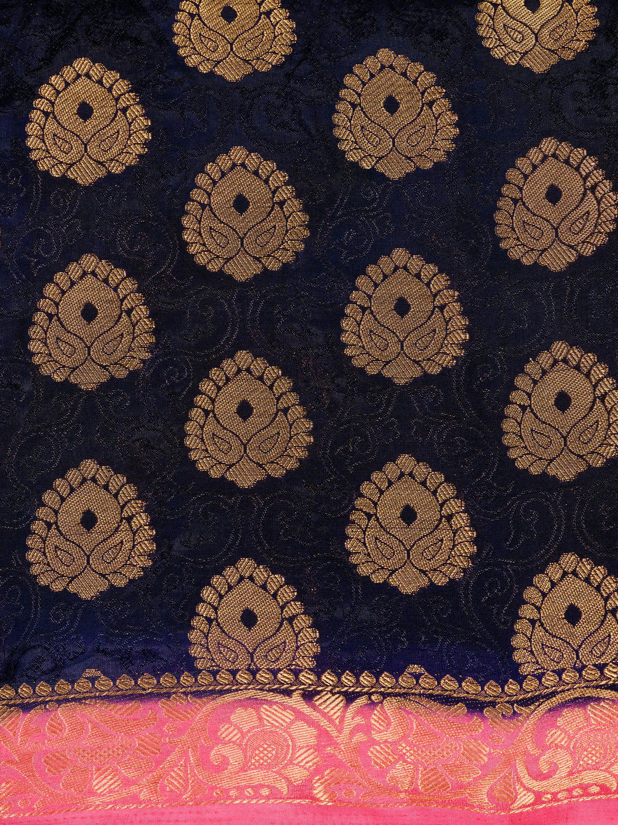 Mimosa Womens Art Silk Saree Kanjivaram Navy Blue Color