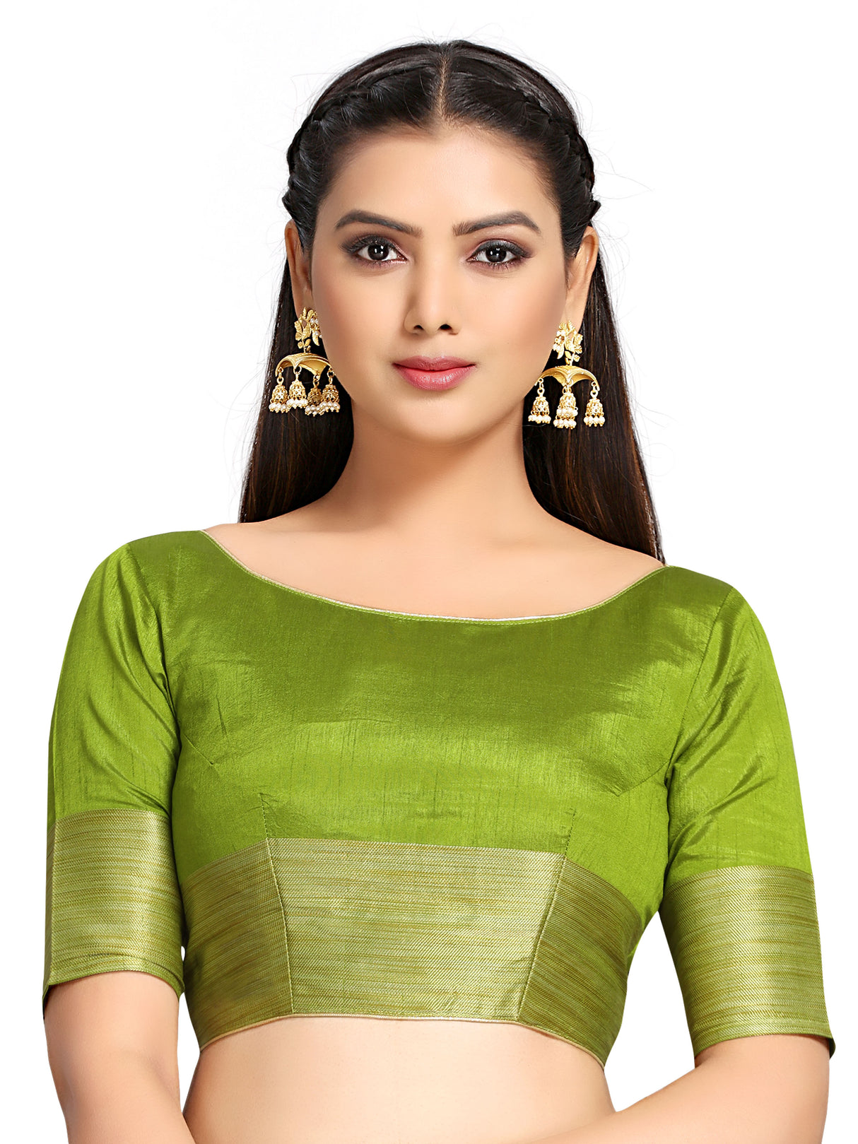 Mimosa Womens Art Silk Saree Kanjivaram Olive Color