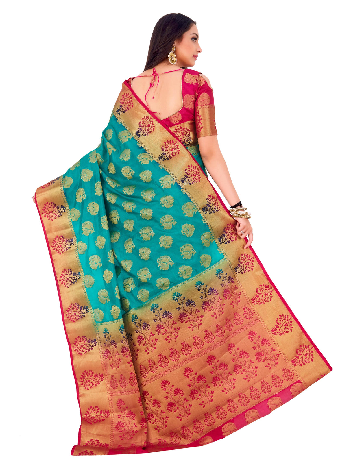 Mimosa Womens Art Silk Saree Kanjivaram Rama Color