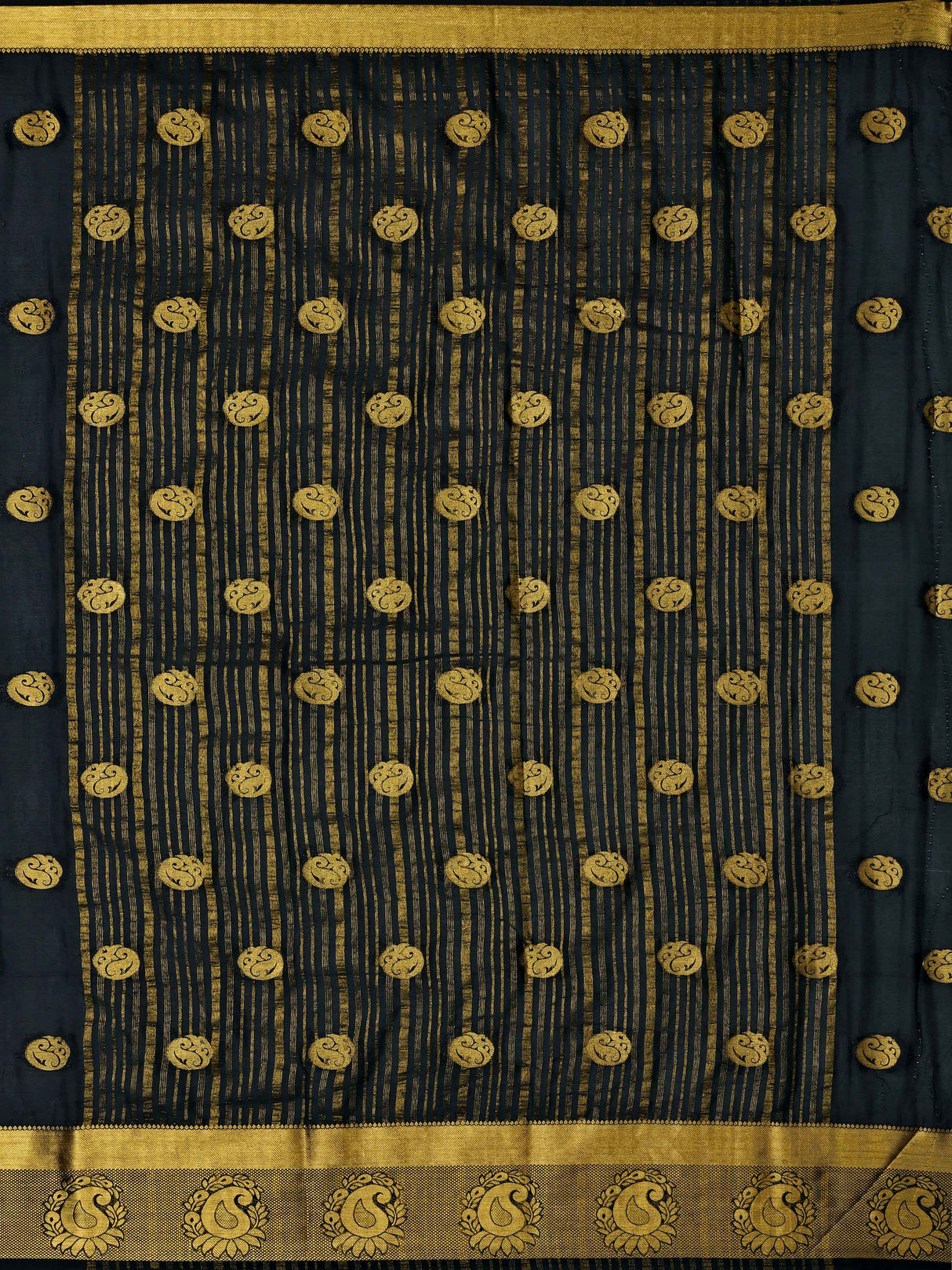 Mimosa Womens Crepe Saree Mysore Silk Black Color