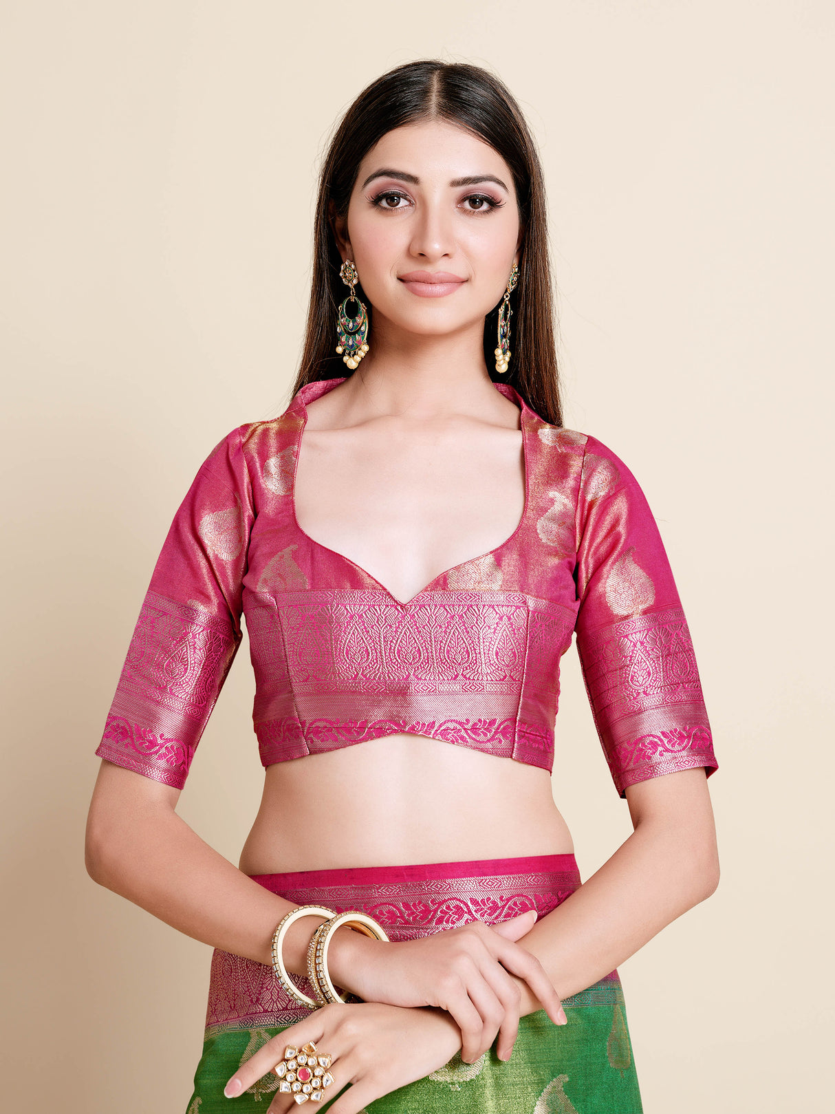 Mimosa Womens Art Silk Saree Kanjivaram Green Color