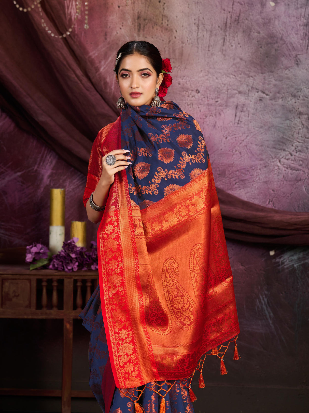 Mimosa Women's Woven Design Kanjivaram Art Silk Saree With Blouse Piece : SA0000913NV