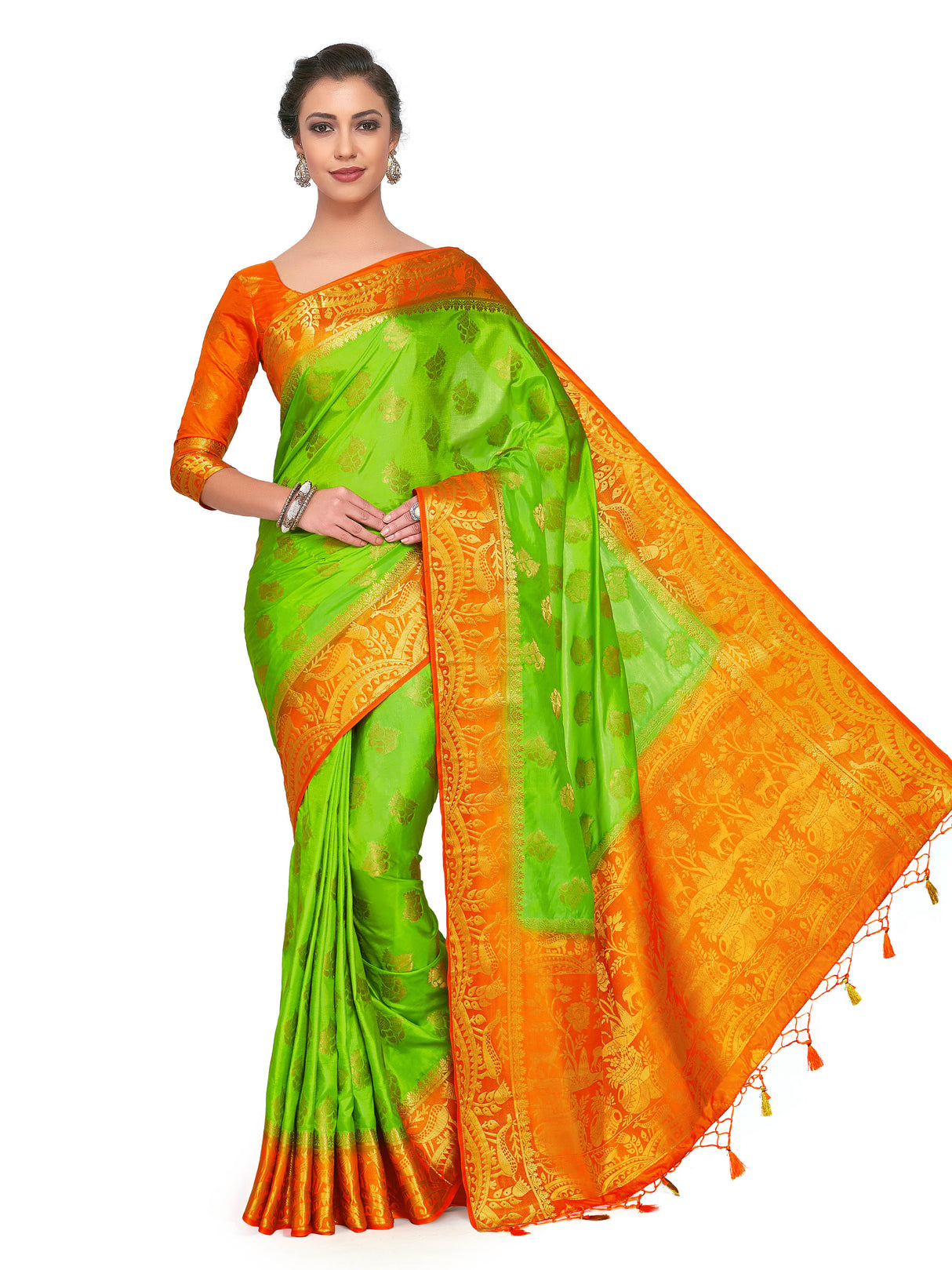 Mimosa Womens Art Silk Saree Kanjivaram Liril Color
